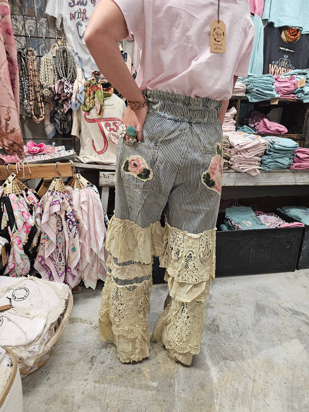 Rose Ticking Pant: S
