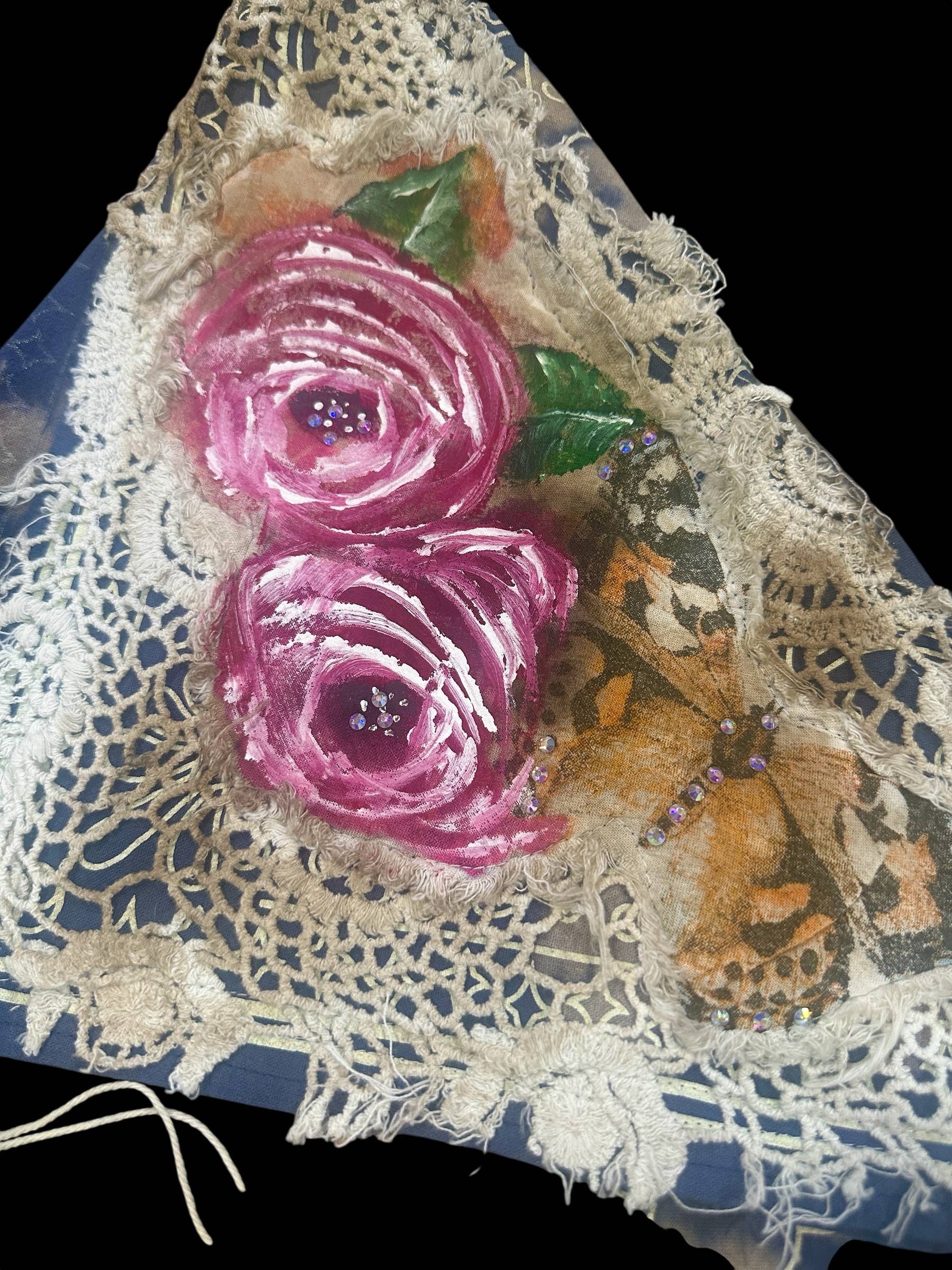 Navy Vintage Hand Painted Bandana