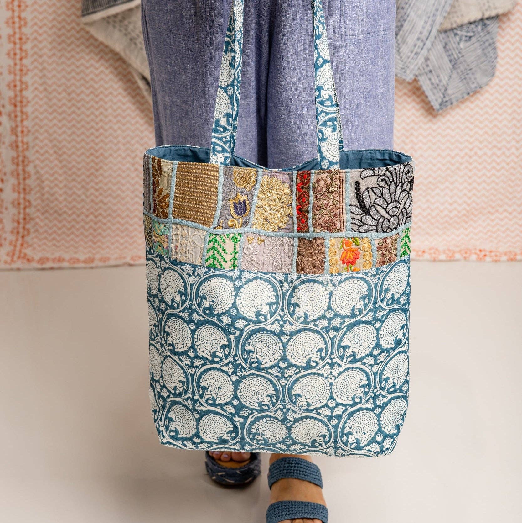 Indigo Garden Market Bag