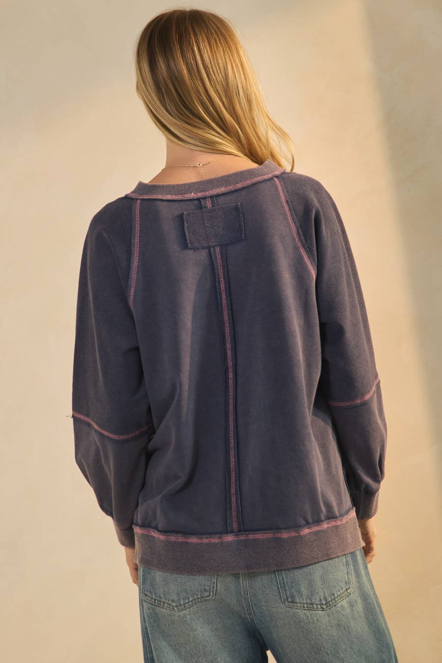 Plus Acid Washed Long Sleeve Sweatshirts: Washed Terracotta / Plus Size / 2XL