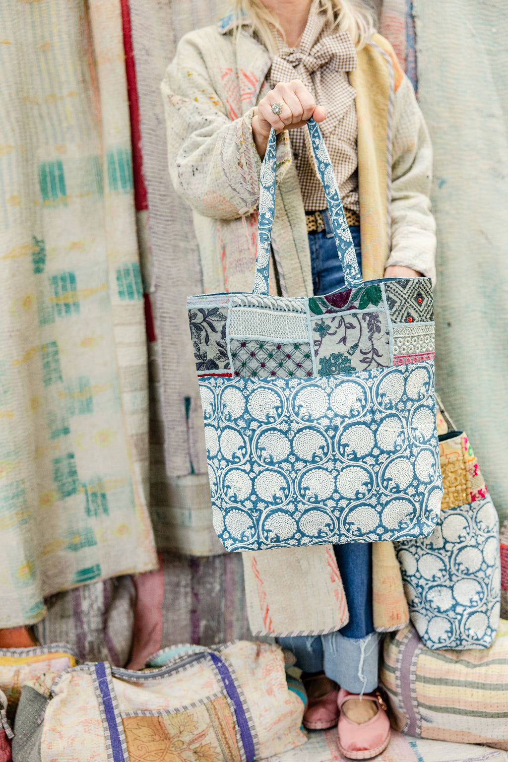 Indigo Garden Market Bag