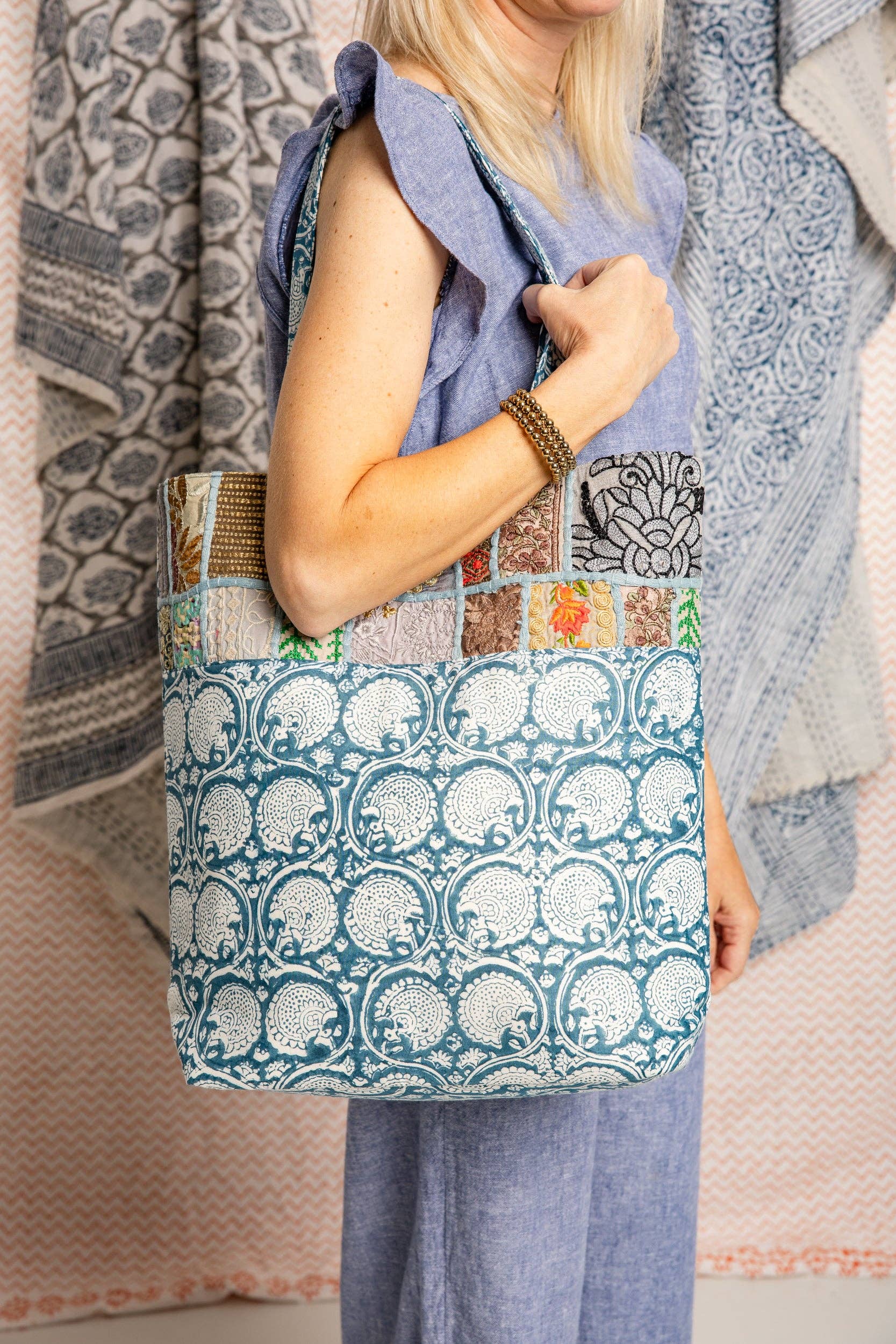 Indigo Garden Market Bag