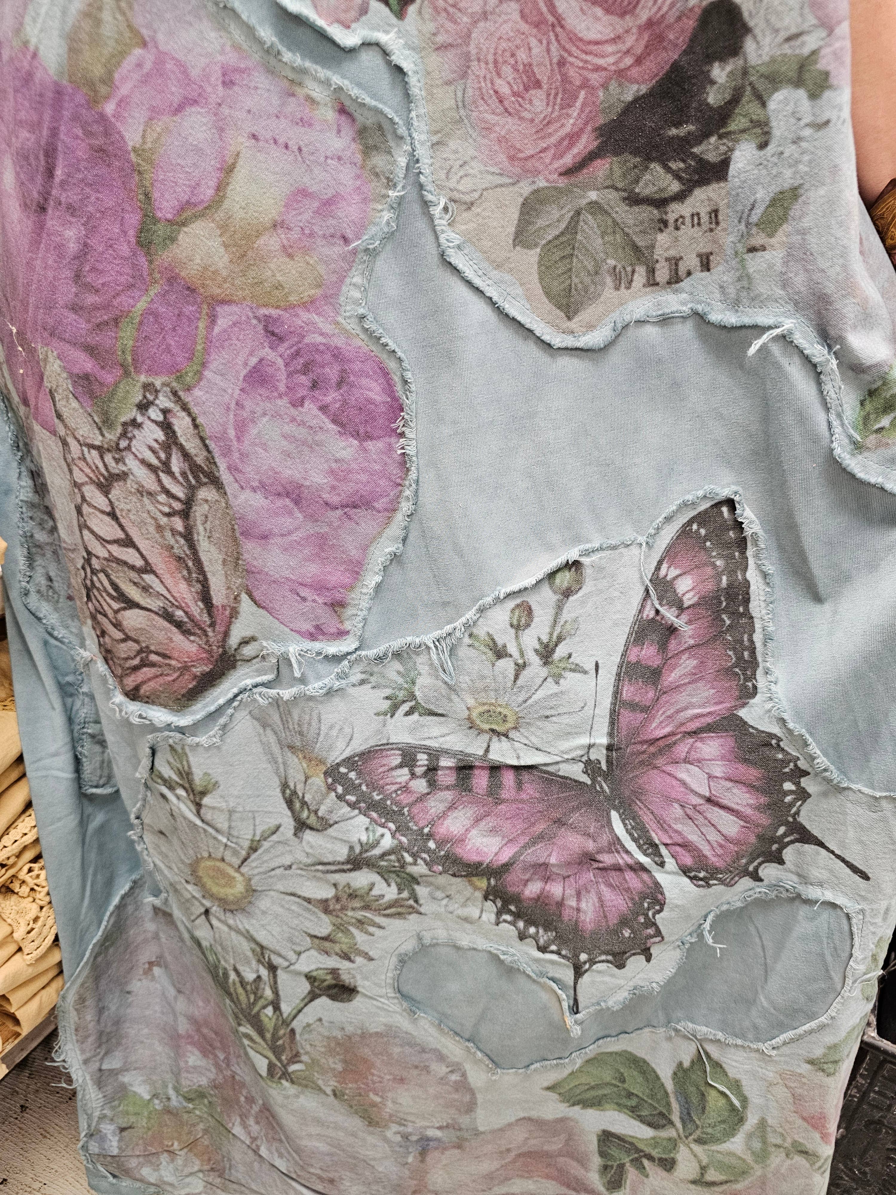 Blue Butterfly T-shirt Dress