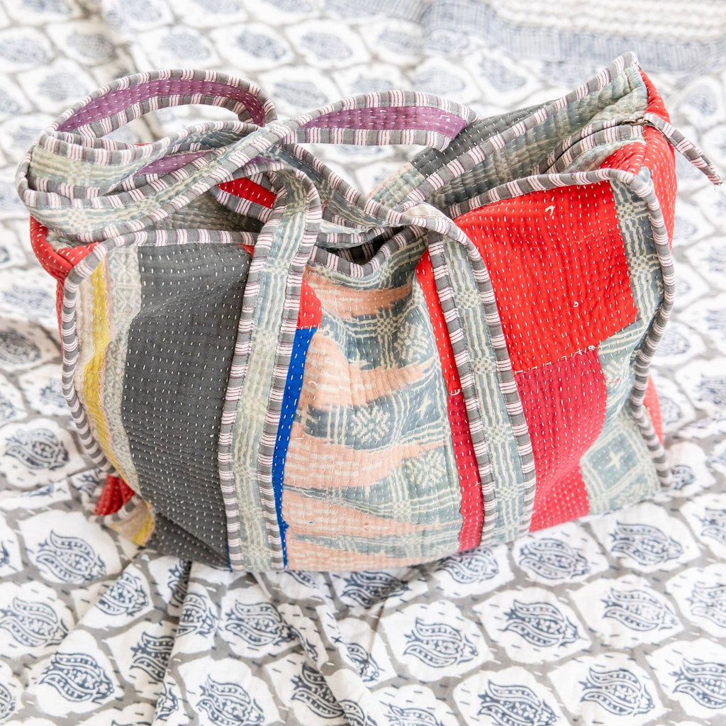 Vintage Threads Kantha Zipper Tote Bag