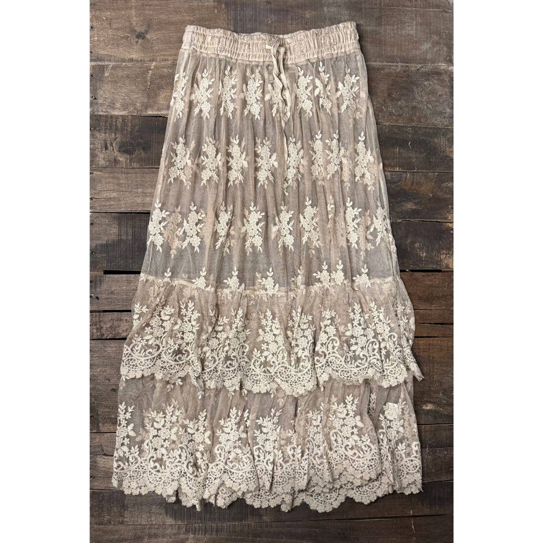 Whispered Skies Skirt - Oatmeal: One Size