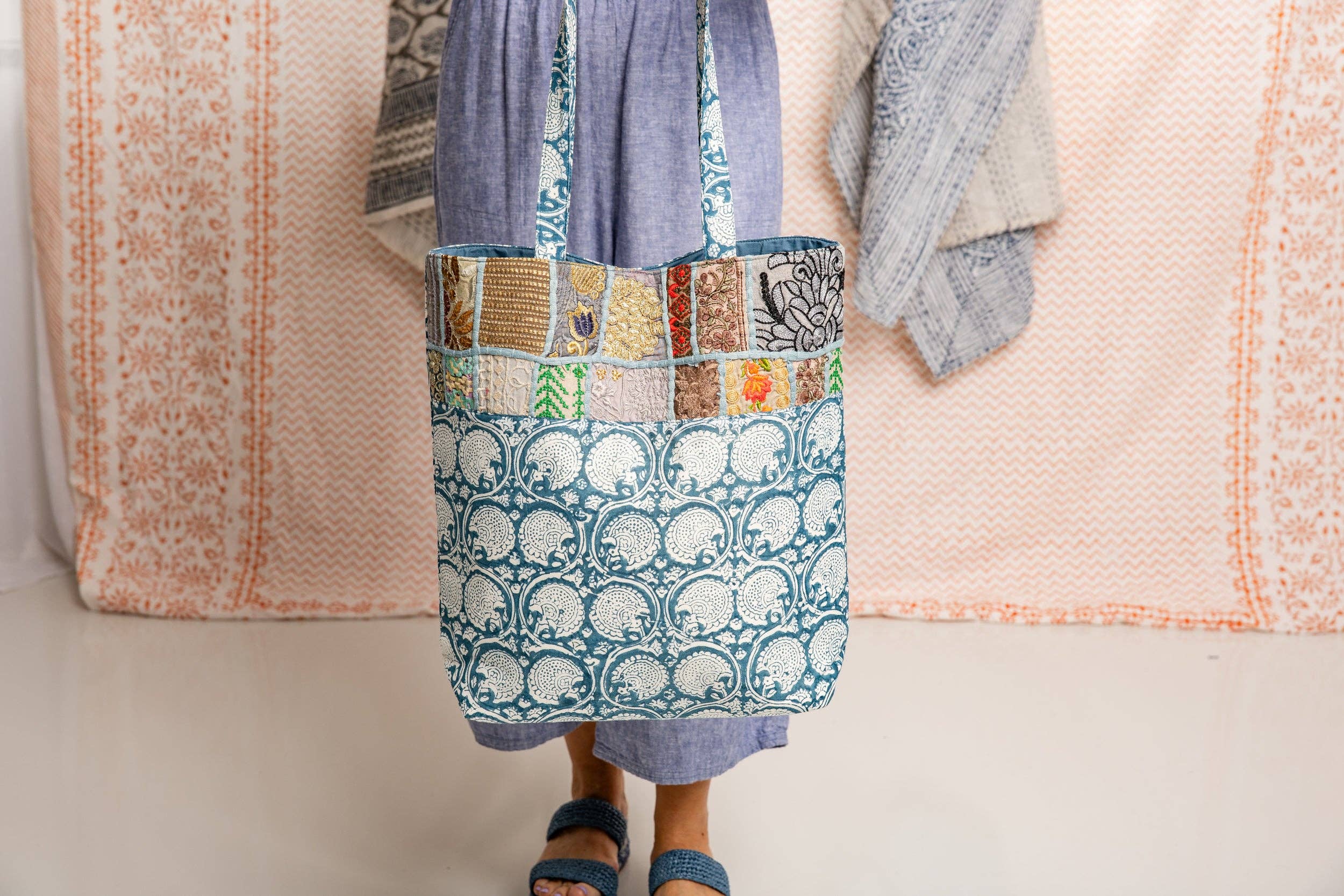 Indigo Garden Market Bag