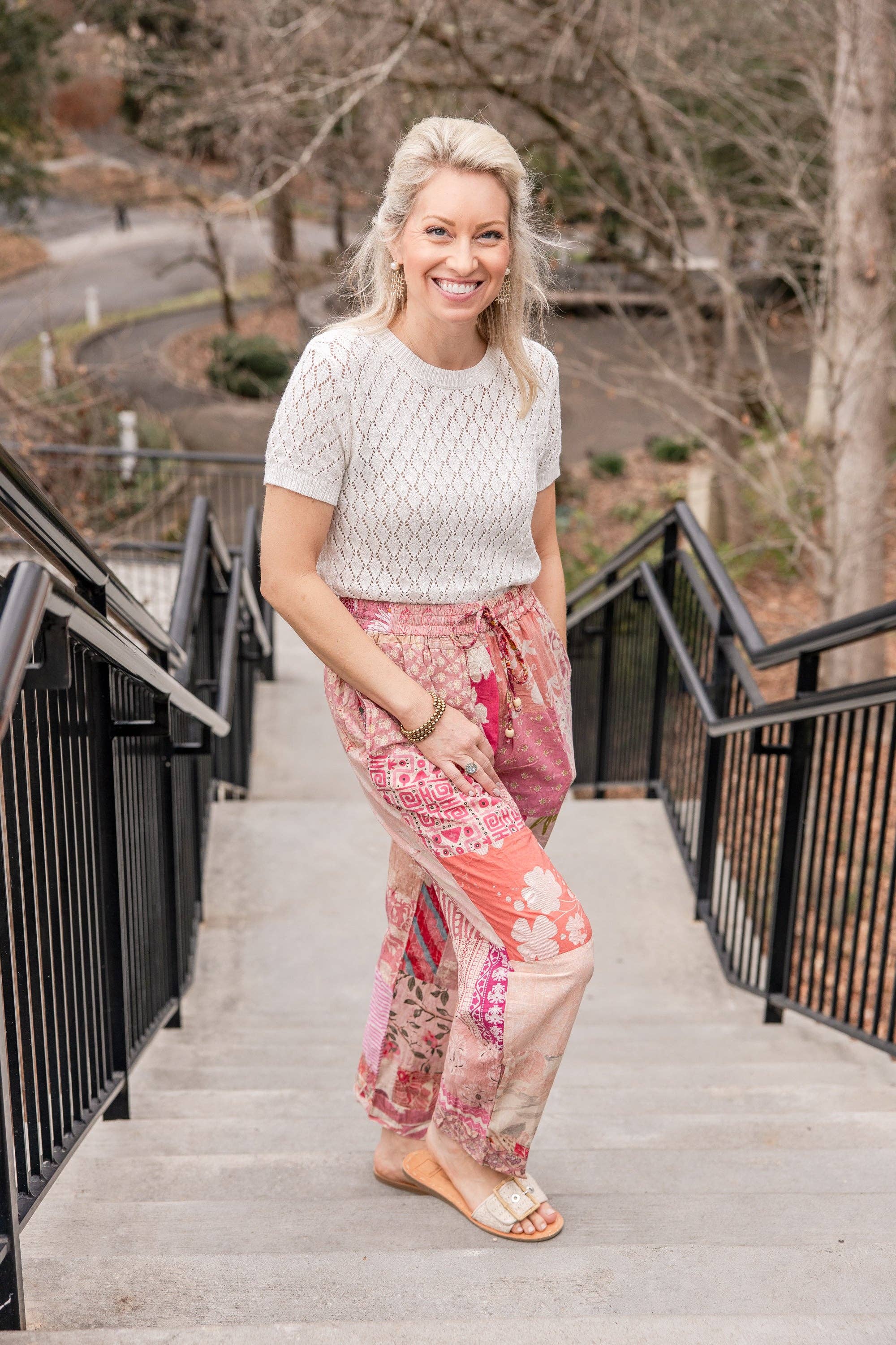 Blush Garden Patchwork Pant: L/XL